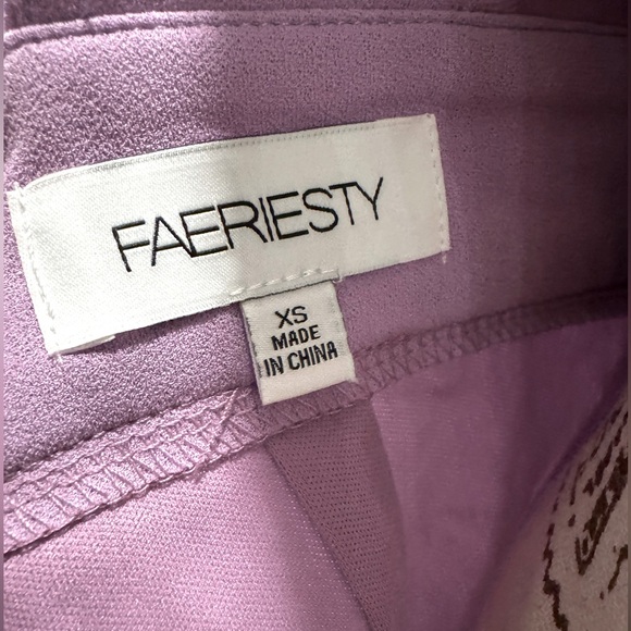 Faeriesty Plunging Neck Backless Ruffle Trim A Line Dress, Lavender- size XS - Picture 9 of 13